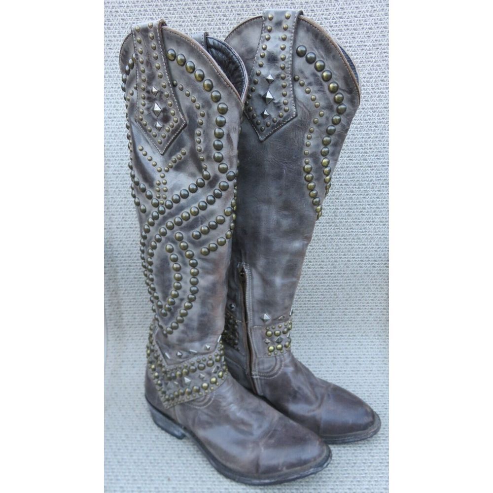 Old Gringo Belinda Womens Size 7 B Brown Studded 18.5" Tall Western Boots